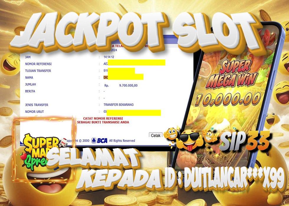 ID Member DUITLANCAR***X99 meraih kemenangan besar 9.700.000 di game Supermarket Spread SIP33