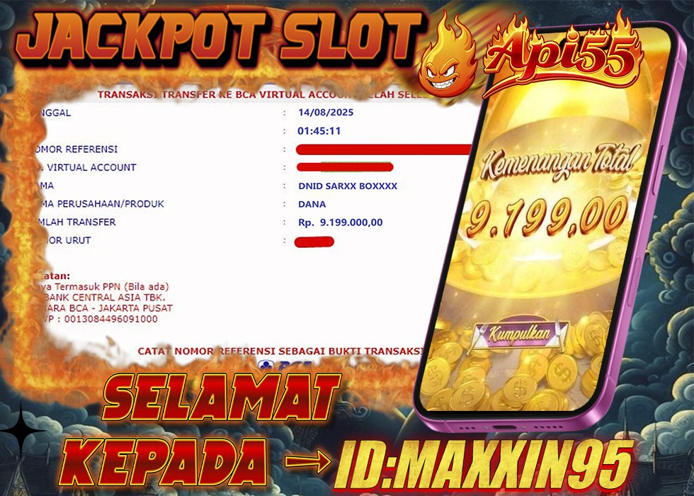 Bukti kemenangan API55 Rp. 9,199,000.00