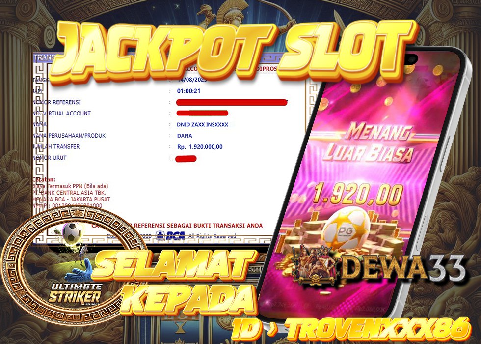 Bukti kemenangan Ultimate Striker di DEWA33