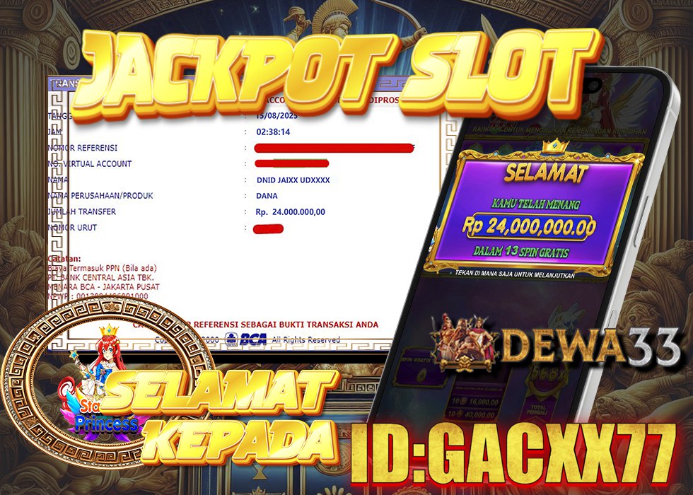 Bukti kemenangan Starlight Princess DEWA33